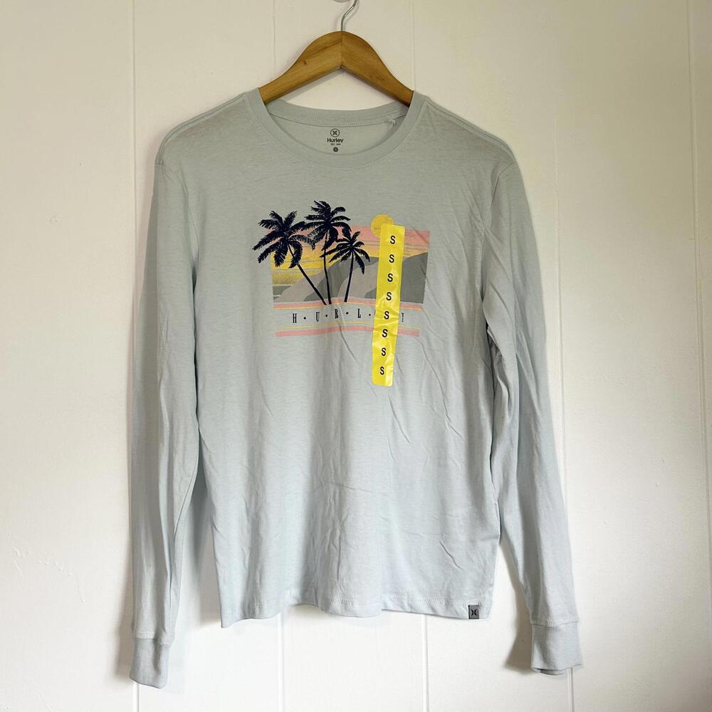 Hurley Blue Graphic Hawaii Beach Ocean Long Sleeve Shirt Women's Small